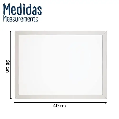 Raylu Paper - Tableau Blanc Magnétique Mural avec Cadre en Bois Blanc, Tableau Blanc Effaçable à Sec avec Deux Aimants pour Accrocher des Notes et des Photos (40 x 30 cm)