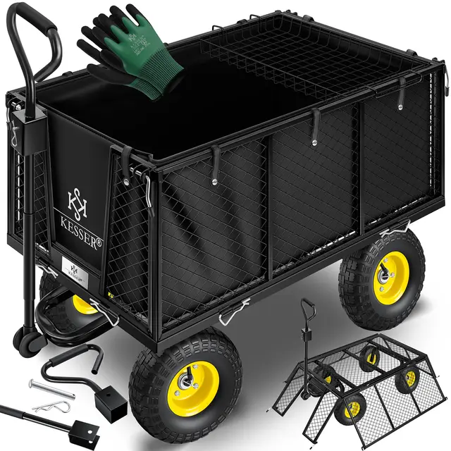 KESSER® Chariot de Transport 550 kg - Transport, Jardinage, Outils - Bras Nouveau - Noir