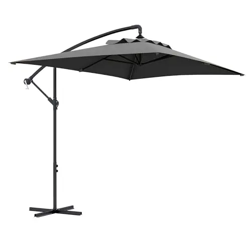 Outsunny Parasol déporté 3 x 2 m parasol rectangulaire extérieur avec manivelle et 6 baleines acier protection UV