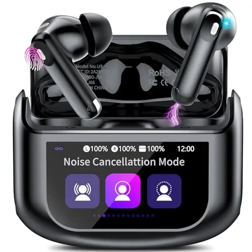 Ecouteurs Bluetooth sans Fil, 48H Écouteur Bluetooth 5.4 avec Écran Tactile Multifonction, IPX7 Étanche Stéréo Immersif Ecouteurs sans Fil avec Réduction du Bruit ANC/ENC/Mode Transparence/Mode 5 EQ
