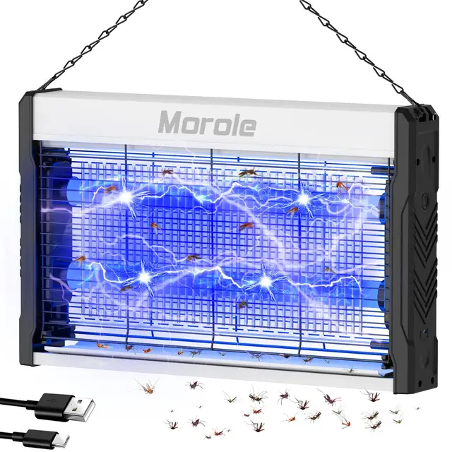 Lampe Anti Moustique 3200V, Tue Mouche Electrique 2 LED UV, Lampe Ultraviolette Murale Anti-Moustiques Avec Chaîne de Suspension, Utilisation Intérieur Extérieur (Moustiques, Mouches, Mites)