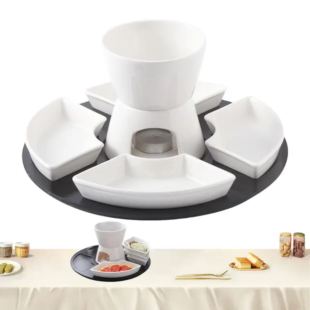 Käsefondue-Set für Kinder – Keramik-Butterschmelzschüssel, herzhaftes und süßes Fondue-Set | Hitzebeständiges, langlebiges Design, ideal für Partys zu Hause, Geburtstagsfeiern, Hochzeiten, romantische