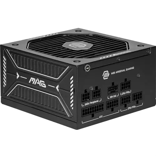 MSI MAG A750GLS PCIE5 Alimentation PC silencieuse, 750W, ATX, 80 Plus Gold, ATX 3.1, Compatible PCIe 5.1, Câbles gaufrés, Connecteur natif 12V-2x6 Bicolore