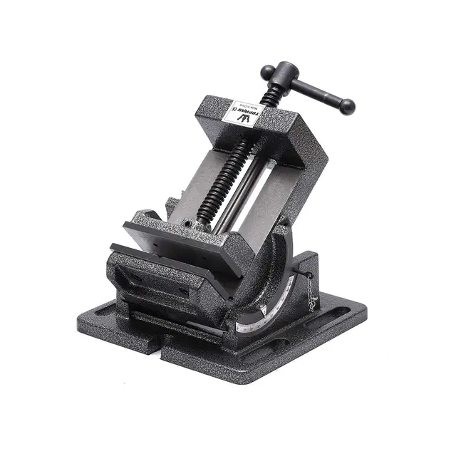TOPWAY Étau de Perceuse à Colonne Inclinable 4" 100mm, Professionnel Étau à Pince d'angle Inclinable Pince d'établi de Table de pour Travail en Acier