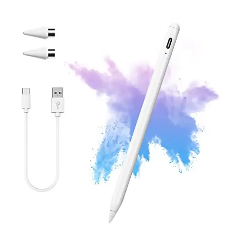 Stylet Tablette Stylo Tactile pour Écran Stylet Capacitif Universel avec 2 Embouts de Rechange pour Android/iOS/Smartphone/Microsoft Appareil à Écran Tactile (Blanc)