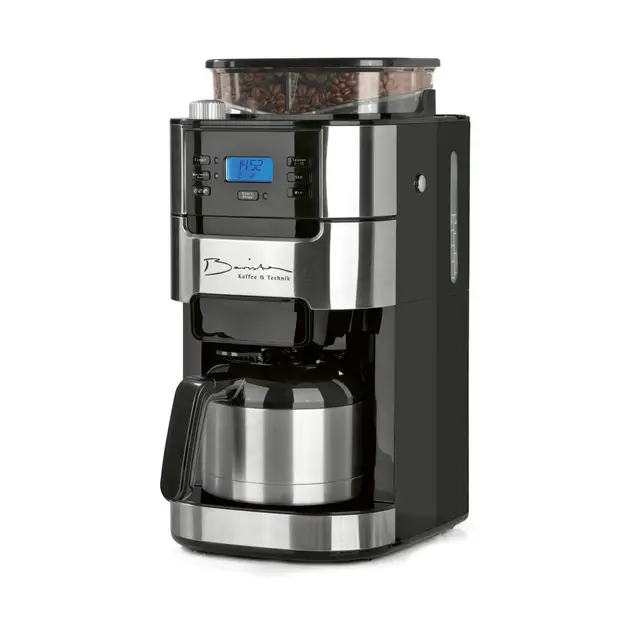 Barista Cafetière Filtre avec verseuse Isotherme 1L pur 12 tasses de café, Machine a cafe grain avec broyeur et écran digital, Fonction de minuterie