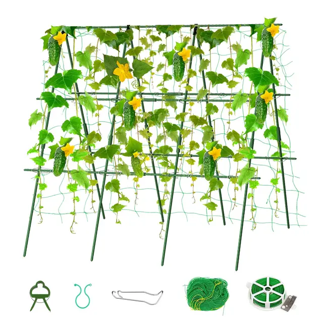 SUNYRISY Lot de tuteurs de concombre pour plantes grimpantes - Support pour plantes grimpantes - Pour fleurs et plantes utiles - 120 cm de long - Vert