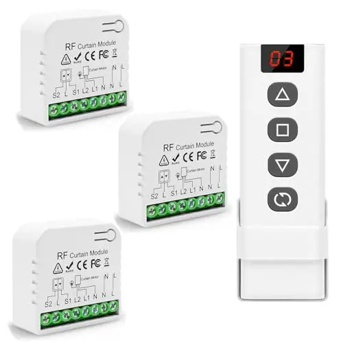 Interrupteur Module Volet Roulant Sans Fil, Commutateur de Commande à Distance de Moteur AC 220V 230V sans Fil pour Volets Roulants Stores Auvent Émetteur Radio RF Contrôle de Portée 100M