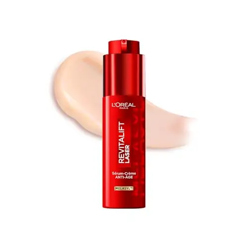 L'Oréal Paris - Sérum-Crème Anti-Âge - Réduit les Rides, les Taches et Redonne de l'Éclat - Tous Types de Peau - Enrichi en Melasyl - Revitalift Triple Laser - 50 ml
