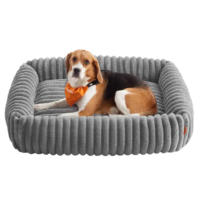 Feandrea Panier pour Chien, Panier Orthopédique de Taille Grande, Coussin Chien Lavable, Moelleux, Rembourrage Doux, 91 x 68 x 18 cm, Gris Tourterelle PGW312GD01