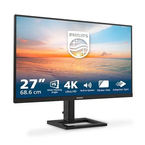Philips Monitors 27E1N1800AE - Moniteur Ultra HD 27 Pouces, Haut-parleurs, Hauteur réglable, HDR10 (3840x2160, 60 Hz, HDMI 2.0, DisplayPort 1.4) Noir