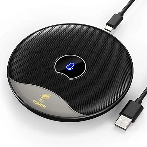 TONOR Microphone USB de Conférence, Micro à Condensateur Omnidirectionnel avec Bouton Muet pour PC pour Réunion/Cours en Ligne, Appel Zoom, Chat sur Skype, Plug and Play (TM20)