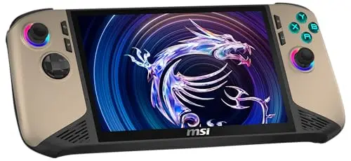 MSI Claw 8 AI+ Ordinateur de Jeu Portable, écran 8" FHD+ 120 Hz, processeur Intel Core Ultra 7 258 V, 32 Go de RAM, SSD 1 to, Carte Graphique Intel Arc, Windows 11 Home, Noir/Sandstorm