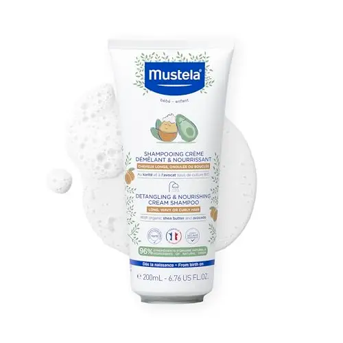 Mustela - Shampoing Crème - Shampooing Démêlant Cheveux Enfant & Nourrissant - Soin Cheveux Bouclés, Longs, Ondulés - Beurre de Karité Bio et Huile d'Avocat - Gamme Shampoing Bébé Haute Tolérance