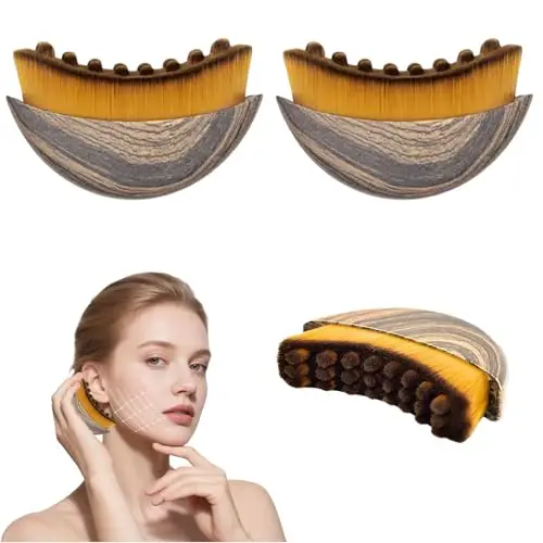 2 pièces Brosse de Contour Lymphatique pour le Visage, Brosse Drainage Lymphatique, Face Brush Massage pour Texture Raffermissante, nettoyage visage, Sculpture du Menton et de la Mâchoire