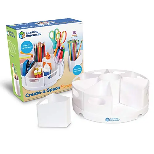 Learning Resources Stiftehalter mit Utensilien-Center (Weiß), Stiftaufbewahrung, Tisch-Organizer, Ideal für Klassenzimmer und Schreibtisch, abwischbarer Kunststoff, 10-teiliges Set