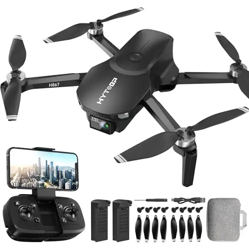 H867 Drone avec Caméra 4K pour Adultes et Débutants, Moteur Sans Balais, Quadricoptère RC Pliable avec 2 Batteries, Mode Sans Tête, Retournements à 360°(Noir)(Standard)