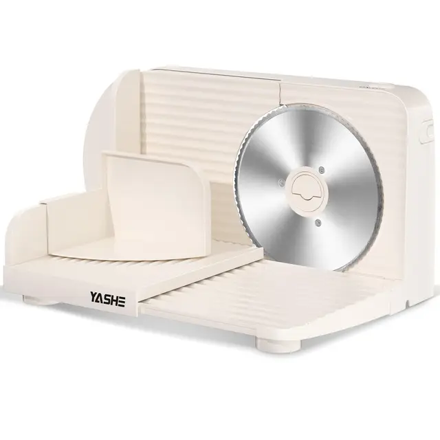 YASHE Trancheuse Électrique Pliable, Trancheuse À Jambon 180W Avec Lame Dentelée De 17 Cm, Épaisseur Réglable 0–15 Mm, Facile À Nettoyer & Design Sécurisé Pour Viande, Fromage, Pain, Légumes