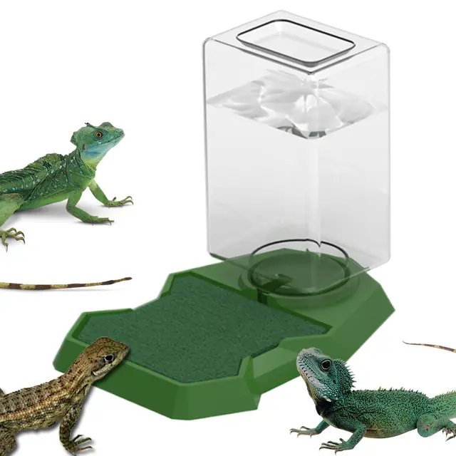 Automatischer Reptilien-Futterspender - Automatischer Reptilien-Wassernapf mit Flasche | Rutschfester Schildkröten-Wassernapf mit großem Fassungsvermögen | Trinkflasche für Geckos & Hamster