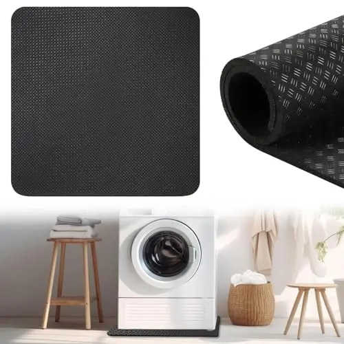 Tapis Anti Vibration Antidérapant 60x60 cm, Tapis de Protection Sol Imperméable Double Face pour Machine à Laver, Sèche Linge, Lave Vaisselle et Réfrigérateur, Résistant à lEau et Antichoc