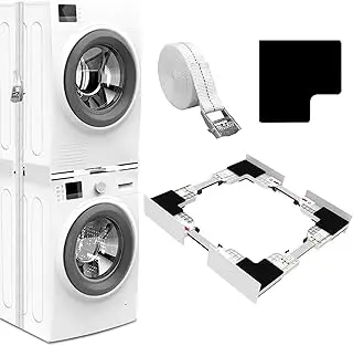 NIUXX Universel Kit de Superposition pour 46-66cm Lave-linge et Sèche-linge, Kit D’empilage pour Machine à Laver, Cadre Intermédiaire pour Laver, Sèche-Linge Kit Intermédiaire avec Sangles à Cliquet