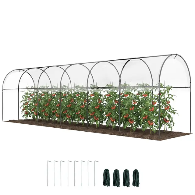 Outsunny Serre de Jardin, Serre à tomates, bâche renforcée, châssis en Acier, pour légumes Plantes Fleurs, pour extérieur, 600 x 123 x 171 cm, Transparent
