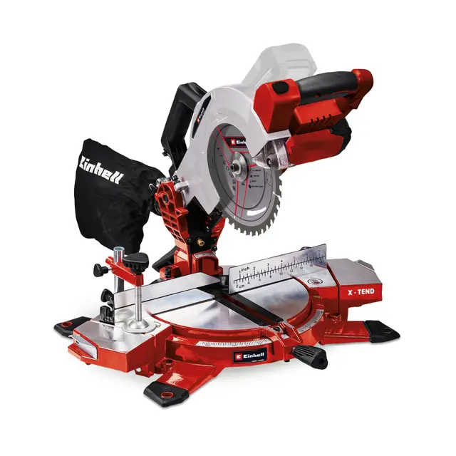 Einhell Scie à onglet sans fil TE-MS18/210 Li-Solo Power X-Change(18V, 3.000 trs/min, Lame Ø210xø30mm lame de scie, tête de scie inclinable, livré avec sac à poussière)Livré sans Batterie ni Chargeur