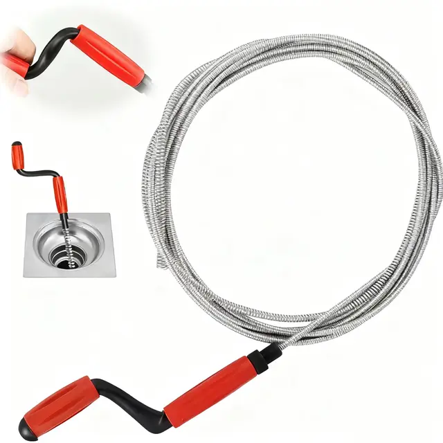Spirale de nettoyage universelle de 5 m - Déboucheur de canalisations en spirale - Pour les bouchons tenaces - Pour toilettes, lavabos et canalisations de baignoire