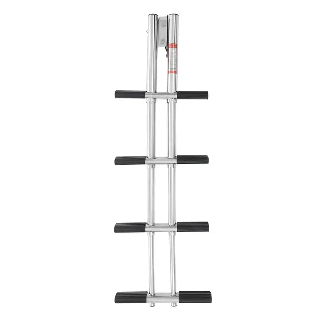 Échelle télescopique en acier inoxydable pour bateau à 4 marches - Charge maximale : environ 400 kg - Pour bateaux, yachts, piscines
