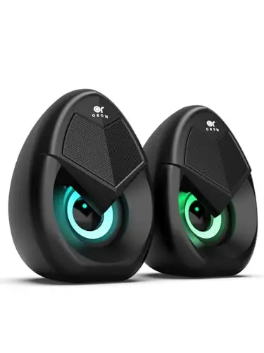 OR O R O W Haut Parleur PC,10W Enceinte PC pour Bureau, Aux Jack 3.5 Alimentation USB, éclairage LED Coloré 2.0 Haut-parleurs d'Ordinateur pour Smartphone/Tablette/Laptop (S208) (RGB pc Speaker)