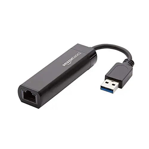 Amazon Basics Adaptateur Internet USB 3.0 vers 10/100/1000 Gigabit Ethernet, Noir, 1 pièce