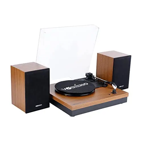 Vosterio Platine Vinyle Bluetooth avec 2 Haut-parleurs stéréo, Bois Rétro Tourne Disque, 3 Vitesses de Lecture 33, 45 et 78 Tours, Sortie RCA, Aux-in