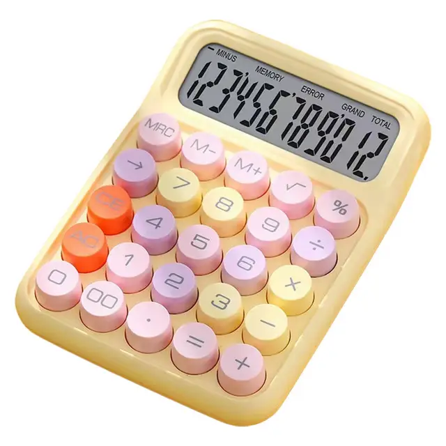 Calculatrice Mécanique à Grand Écran, Portable et Facile à Utiliser - Jaune