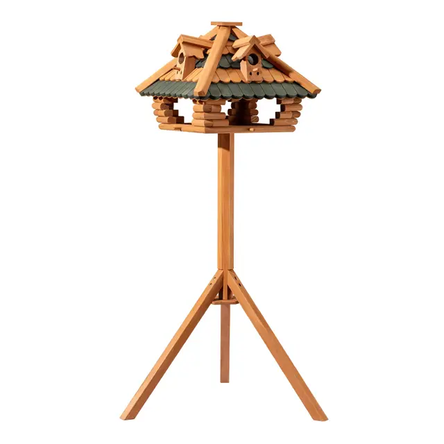 Vogelfutterhaus mit Ständer aus Tannenholz 115cm Wildvögel Vogelhaus mit Gauben