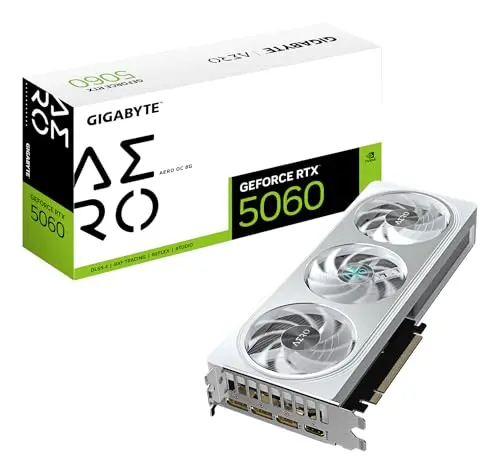 GIGABYTE GeForce RTX 5060 Aero OC 8G Carte Graphique - 8GB GDDR7, 128bit, PCI-E 5.0, 2595 MHz Fréquence du cœur, 3 x DisplayPort, 1 x HDMI, GV-N5060AERO OC-8GD