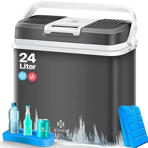 Kesser® Glacière 24 litres | REFROIDIT et RÉCHAUFFE | Glacière thermoélectrique 12 Volts et 230 Volts | Mini-réfrigérateur | pour la Voiture et Le Camping