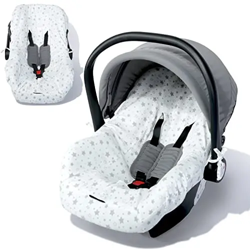 Orzbow Housse Siege Auto Bebe pour Cosy (Maxi COSI,Bebe Confort,Cybex etc.),Protection de Siège Auto Été avec 100% de Coton,Respirant et Lavable en Machine (Étoiles Blanches)