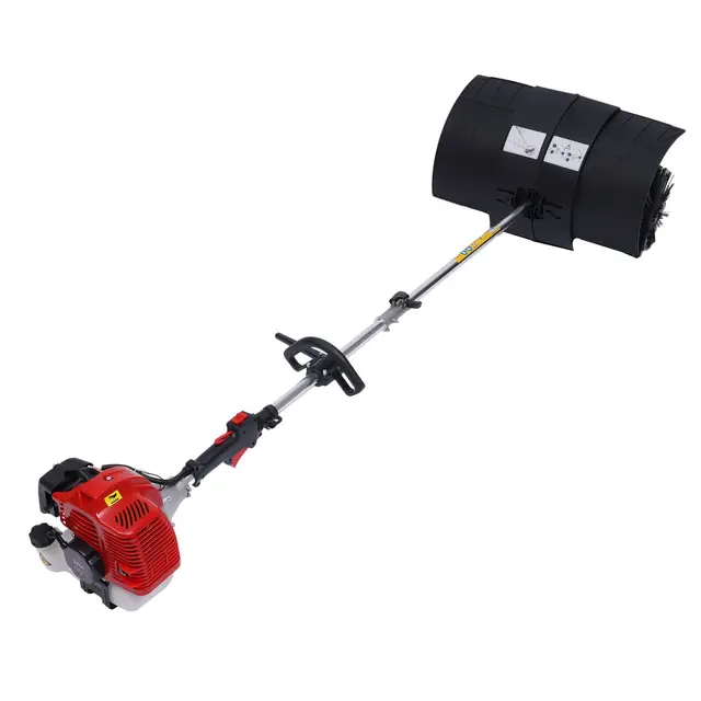 Handkehrmaschine, benzinbetriebene Besenkehrmaschine, handgeführter Rasenreiniger für Auffahrten, Rasen und Schnee mit luftgekühltem Motor