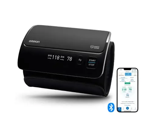 OMRON EVOLV Appareil tension artérielle bras – Conception tout-en-un – Tensiomètre bras avec détection de pulsation cardiaque irrégulière – Bluetooth – Avec OMRON connect appli
