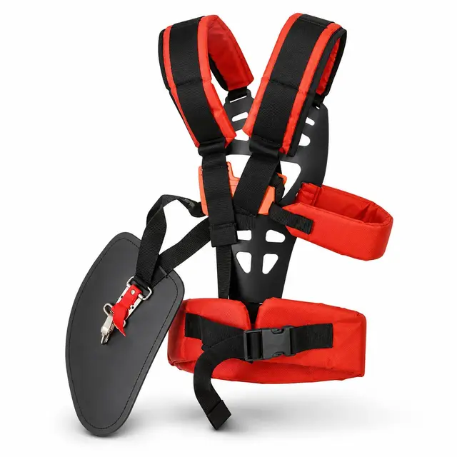 Cabilock Bandoulière professionnelle double pour débroussailleuse, sangle de transport ergonomique avec forme en W pour soulager le dos, sangle réglable compatible avec les débroussailleuses Stihl FS