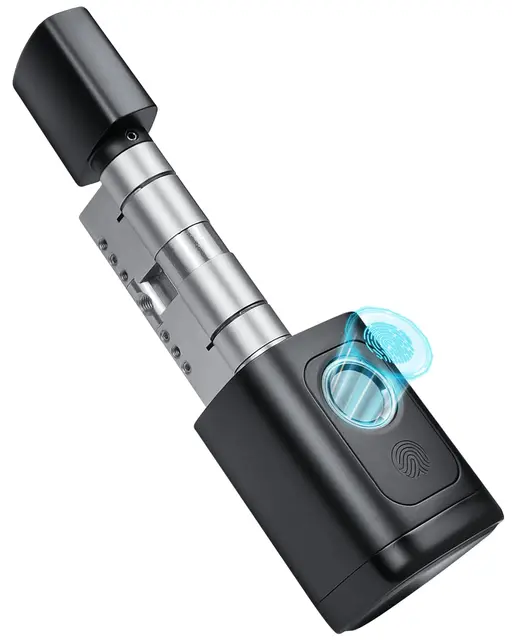 Serrure Connectée Réglable 60mm-90mm, Smart Lock avec Base de Données Européenne Indépendante, Serrure Electrique avec Empreinte Digitale, Mot de Passe, Application, Clé, Carte Clé