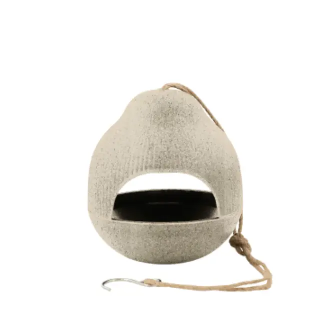 Point-Virgule mangeoire à Oiseaux en Fibre de Bambou Naturel 18.2cm H 19cm