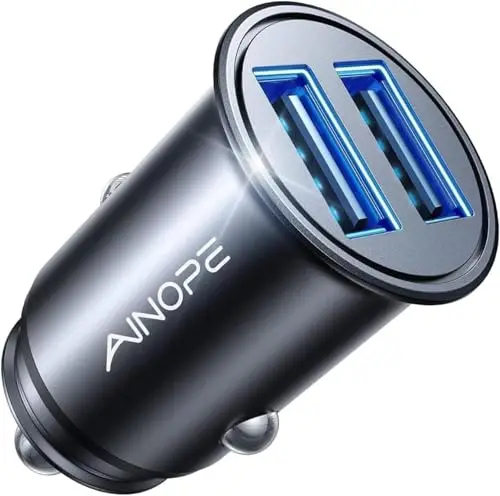 AINOPE Chargeur Allume Cigare USB [Ultra Compact d'Aluminium Alliage] Rapide Chargeur Voiture 24W/4.8A USB en Charge Rapide Chargeur Voiture pour iPhone 16/15/14/ Plus Pro Max, iPad (Black)