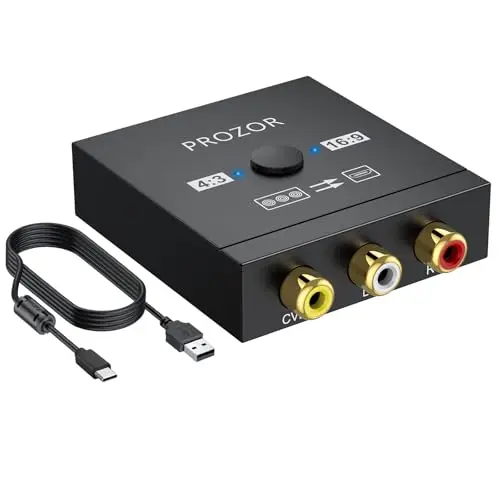 PROZOR Convertisseur RCA vers HDMI 1080P Adaptateur AV pour Wii/PS2/PS1/N64 Switch 4:3/16:9 Idéal Jeux Rétro et DVD