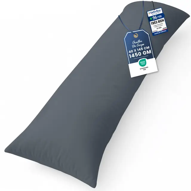 Utopia Bedding Oreiller de Corps (1 Paquet), 40x145 cm Soutien à la Grossesse et à la maternité pour dormeur Long sur Le côté, Rembourrage en Polyester Doux (Gris)