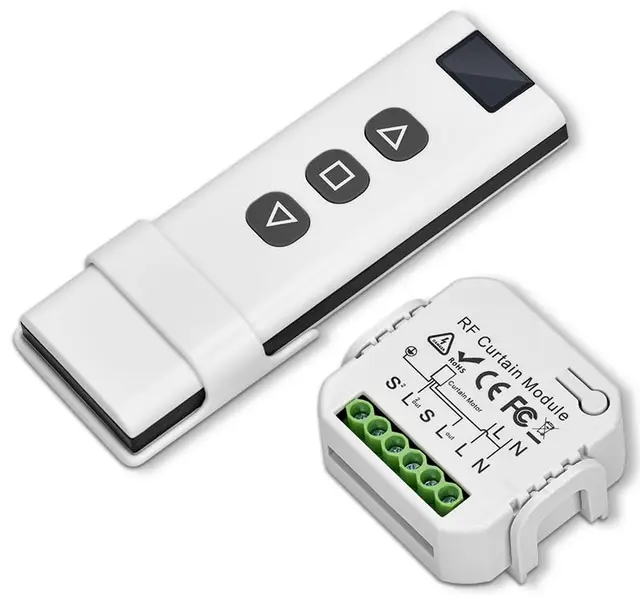 Kit de Commande de Volet Roulant Sans Fil, Interrupteur Module Volet Roulant Contrôle de Portée 100M, Télécommande RF+Module Récepteur, Telecommande Volet Roulant pour Stores, Auvents