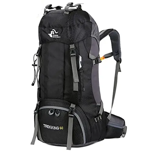 Bseash Sac à dos de randonnée léger et imperméable de 60L avec housse de protection contre la pluie, sac à dos de voyage pour l'escalade, le camping et la randonnée