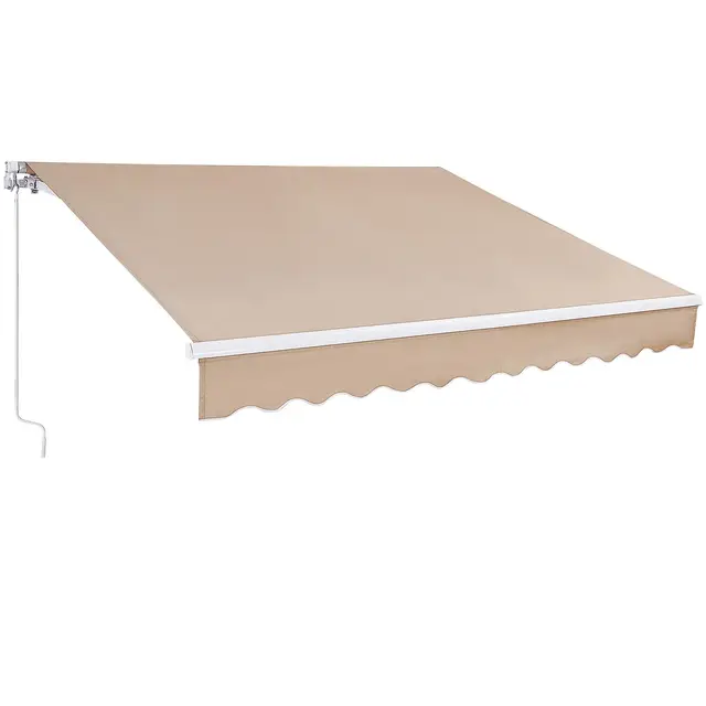 VEVOR Store Banne Manuel 2,4x2,1 m Auvent Rétractable Terrasse Extérieur 40°-90° Réglable Résistant au Vent/UV/Eau Auvent Pare-Soleil Polyester avec Manivelle pour Patio, Arrière-Cour, Jardin, Balcon