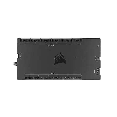 Corsair iCUE COMMANDER CORE XT, Contrôleur Connecté de l’éclairage RGB et de la Vitesse de Ventilation (jusqu’à Six Ventilateurs et 264 LED RGB, Zero RPM, Surveillance de Température) Noir