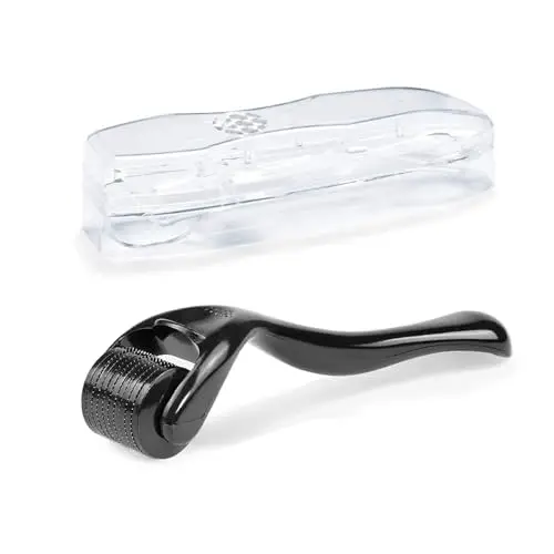Derma roller pour Repousse des Cheveux et Barbe,0, 5 mm Derma-roller Cheveux Rouleau Microneedling pour Visage, Réduction des Cicatrices et Rides, Soin de la Peau et Barbe